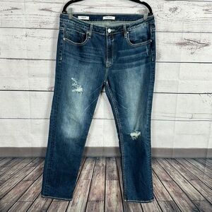 Vigoss Womens jeans size 33 Blue Thompson Tomboy distressed high rise Stretch